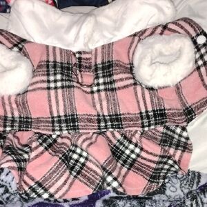 Pink Plaid Pet Jacket with White Accents